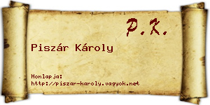 Piszár Károly névjegykártya